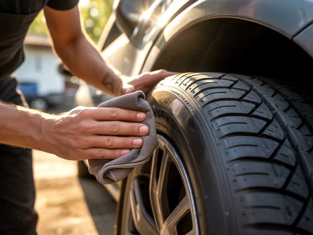 Ciemne lśniące opony