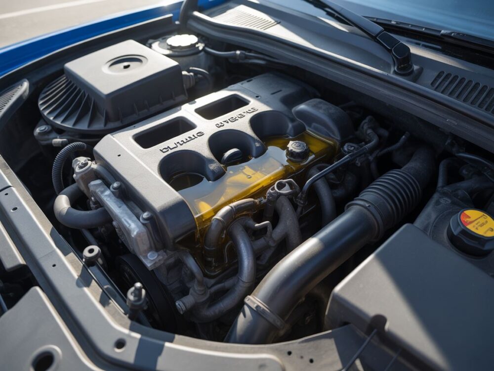 Ciemny olej samochodowy