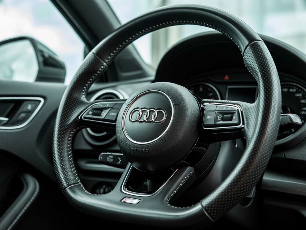 Logo Audi na kierownicy