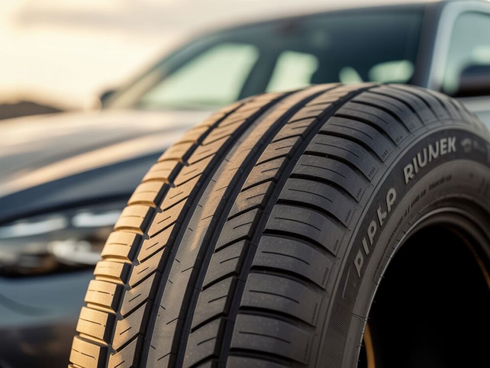 Opona bieżnikowana z bliska