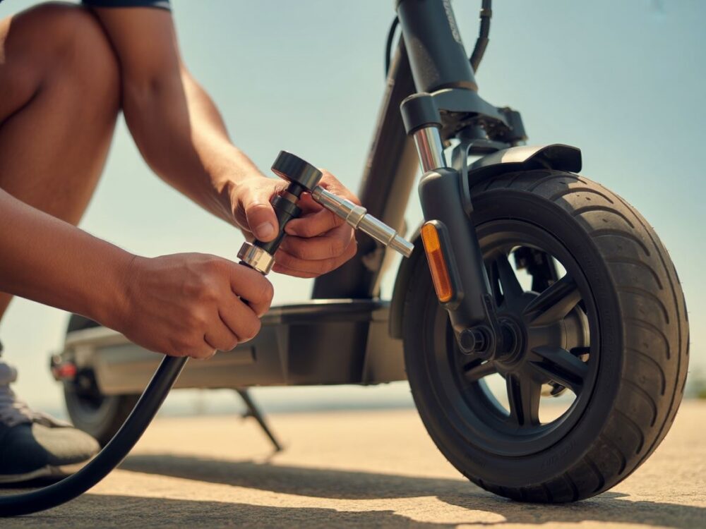 Pompowanie koła hulajnogi