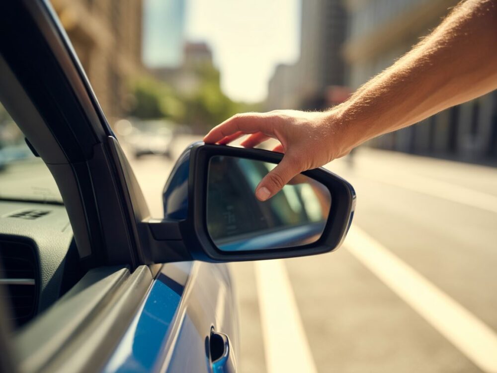 Ręka reguluje lusterko