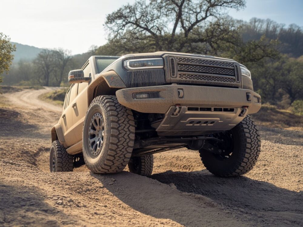 Samochód na szutrowej drodze