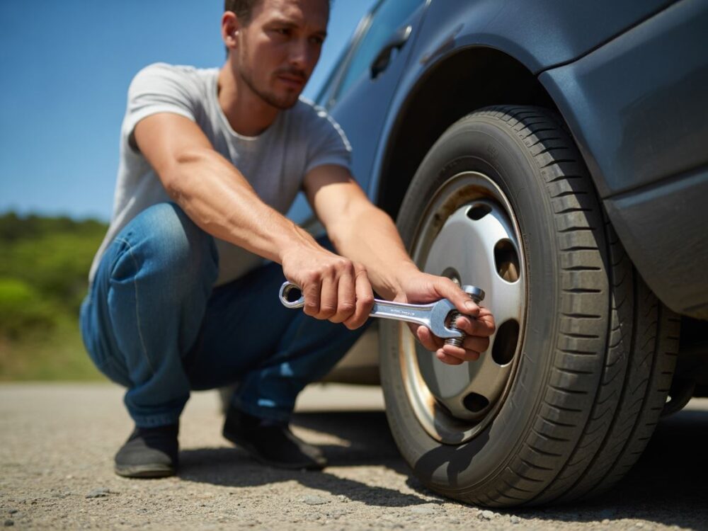 Wymiana przebitej opony