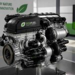 Nowoczesny silnik EcoFuel prezentowany na stoisku z informacją o napędzie etanolowym